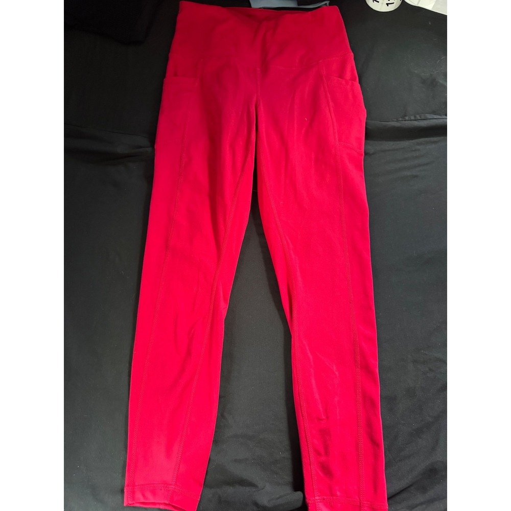 Yogalicious Lux Red High Waisted Leggings with Pockets Small RN144527